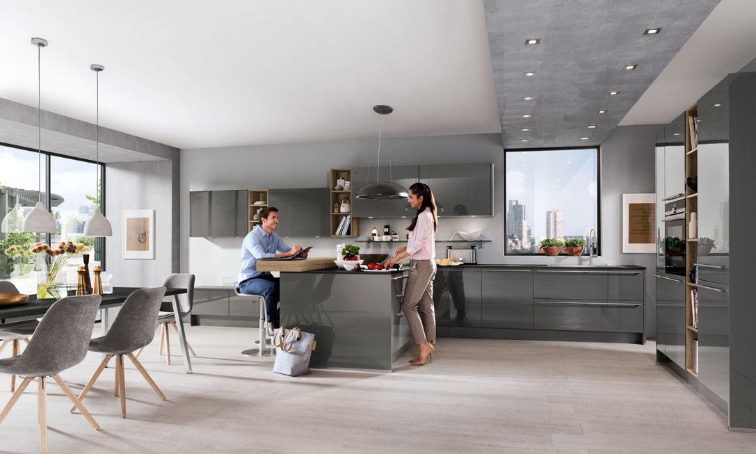 Einbauküche Luxor Frei Planbar Modernes Design - Anthrazit/Schwarz, MODERN, Holzwerkstoff - Vertico