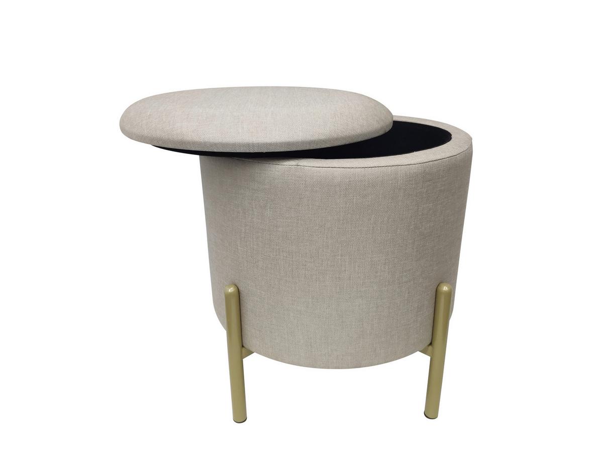 Hocker Logan Samt Creme Sitz Gepolstert - Goldfarben/Creme, Design, Textil (36/40/36cm) - Echtwerk