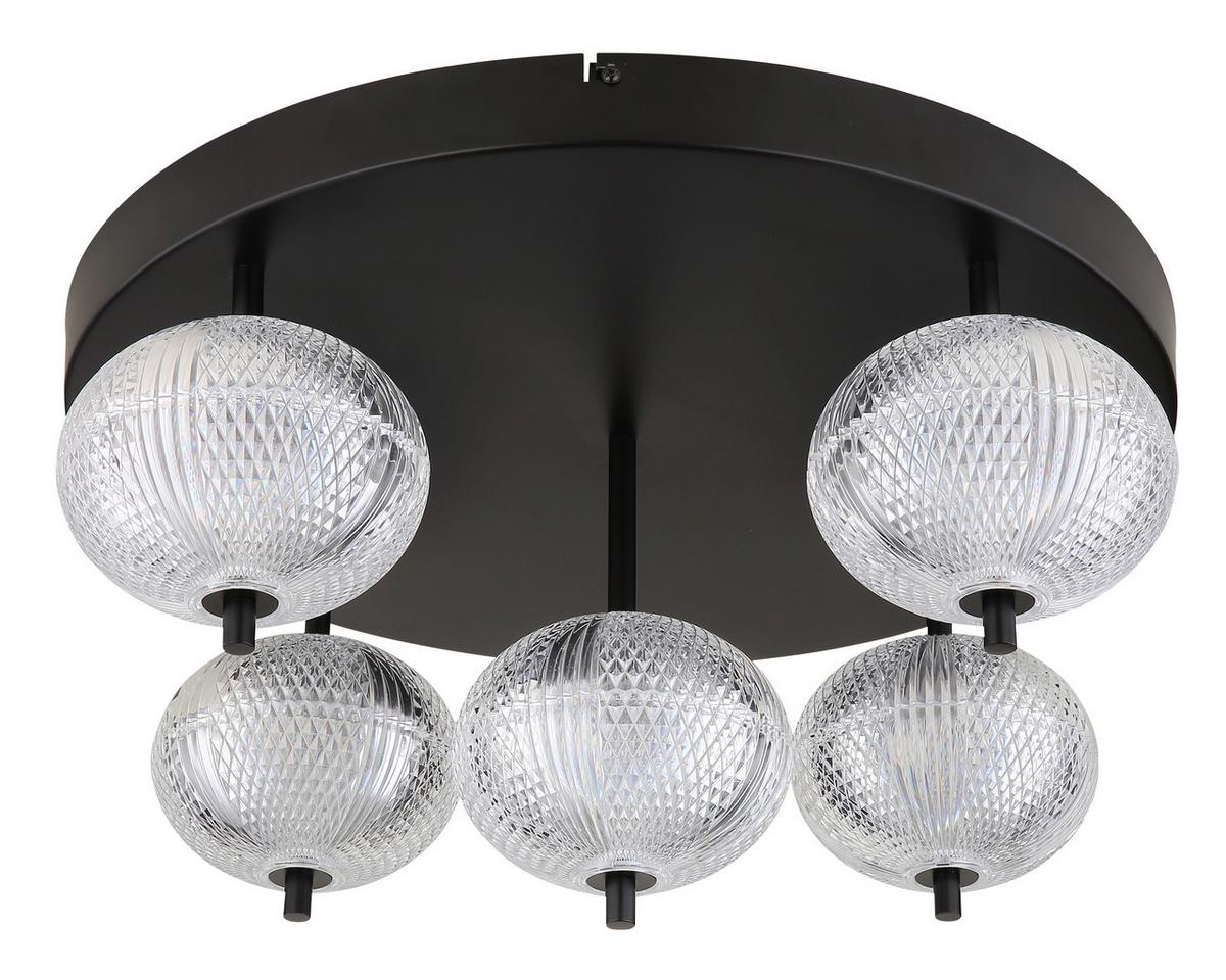 Led-deckenleuchte 16042-5d - Klar/Schwarz, KONVENTIONELL, Kunststoff/Metall (58/27cm) - Globo
