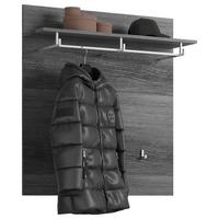 Garderobenpaneel Scout Rauchsilber B: 90 cm - Dunkelgrau, Design, Holzwerkstoff (90/98/27cm) - MID.YOU