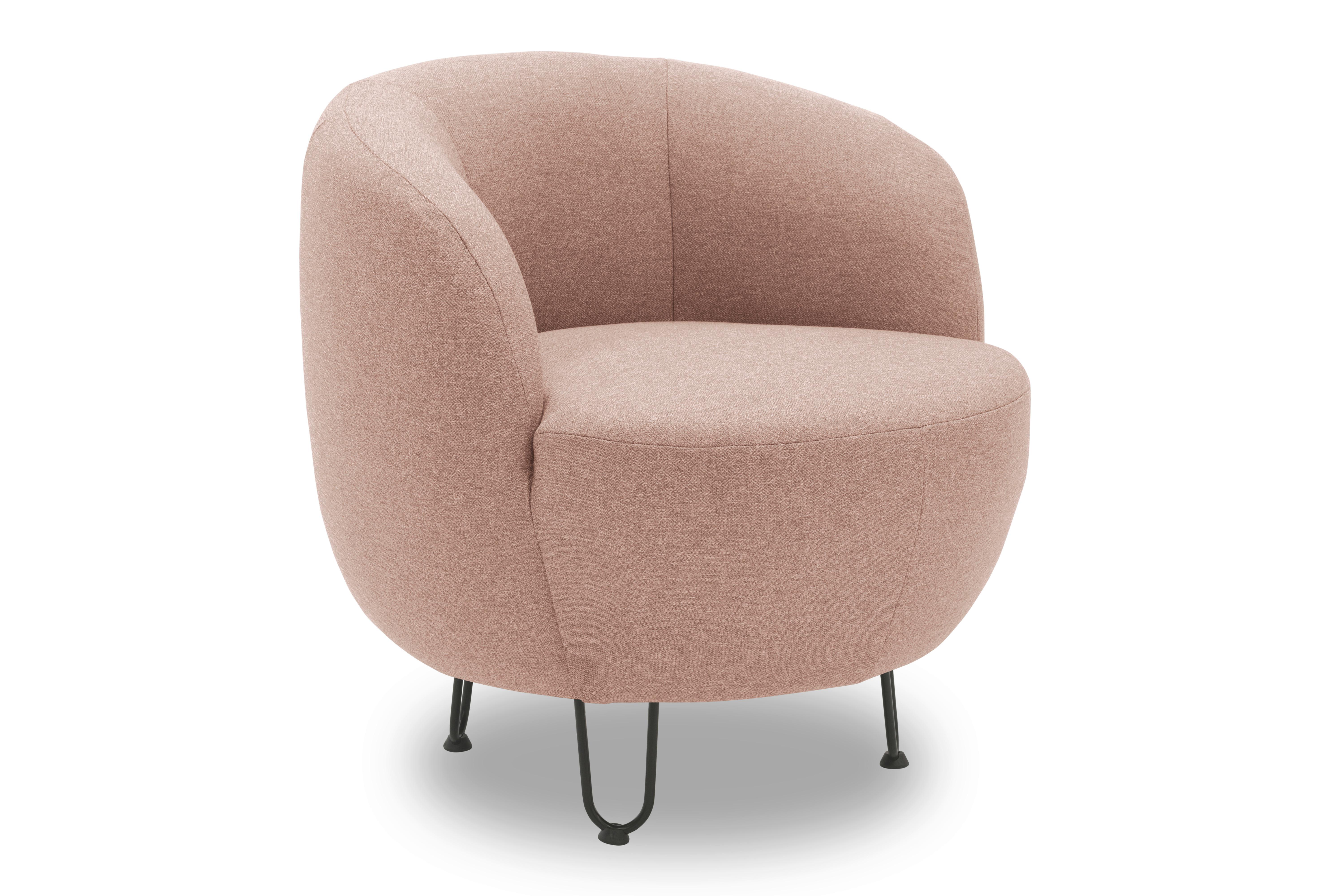 Sessel Rosa B: 72 cm - Schwarz/Rosa, Design, Textil (72/74/76cm) - MID.YOU