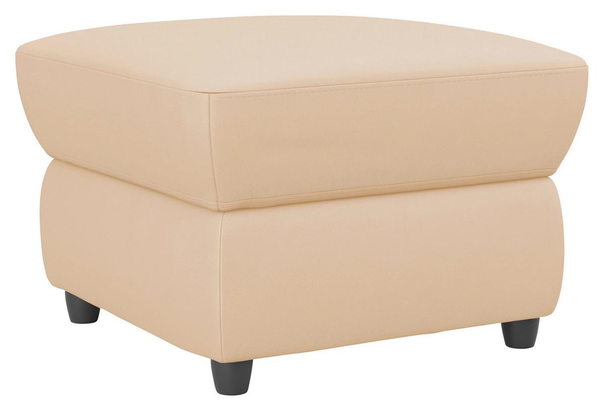 Polsterhocker Boston Beige Lederlook - Beige/Schwarz, KONVENTIONELL, Textil (68/45/68cm) - Livetastic