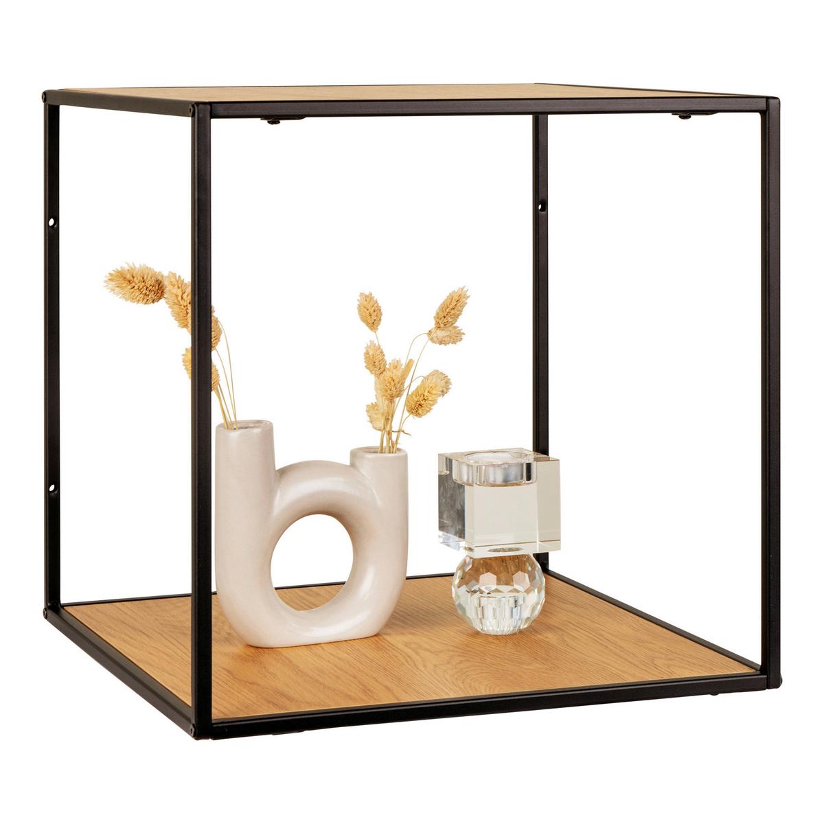 Wandregal Vita Braun Schwarz B: 36 cm - Schwarz/Braun, Design, Holz/Metall (36/36/36cm)