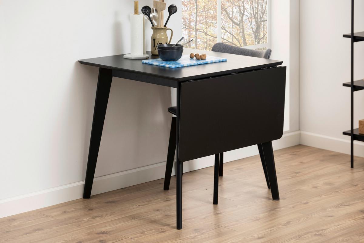 Sklápěcí jídelní stůl ROXBY 80-120 cm - černá, Konvenční, dřevo/kompozitní dřevo (80-120/76/80cm) - MID.YOU