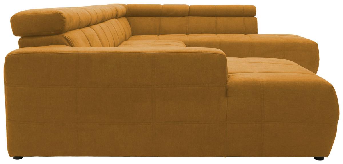 Wohnlandschaft Brandon Kopfteilverstellung Orange - Schwarz/Orange, Design, Textil (175/359/228cm) - MID.YOU