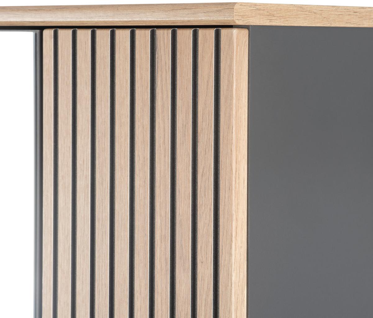 Garderobenschrank Clever Anthrazit B: 55,5 cm - Eichefarben/Anthrazit, MODERN, Glas/Holzwerkstoff (55,5/193/38cm)