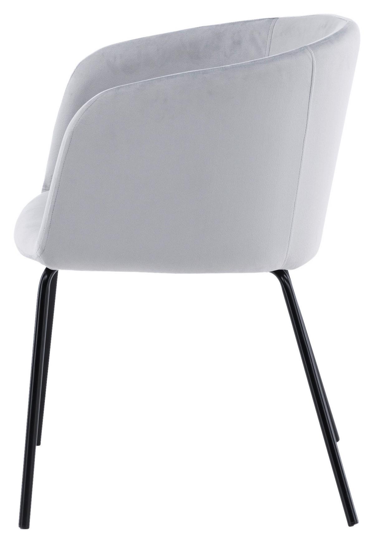 Armlehnstuhl Berit - Hellgrau/Schwarz, Design, Textil/Metall (55/78/55cm) - Livetastic