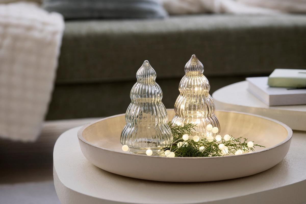LED Dekokrační stromek LEONIE -PAZ- - šedohnědá, plast/sklo (9,8/18cm) - Mömax