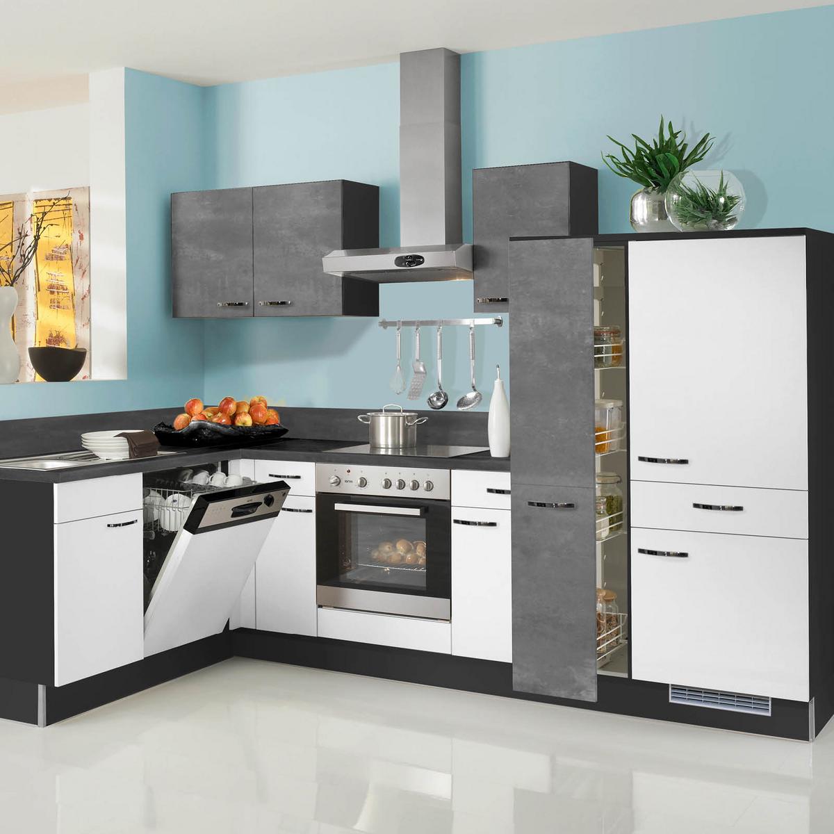 Eckküche Pn 80/100 Mit Geräten 175x285 Cm Grau Modern - Weiß, Holzwerkstoff (175/285cm)