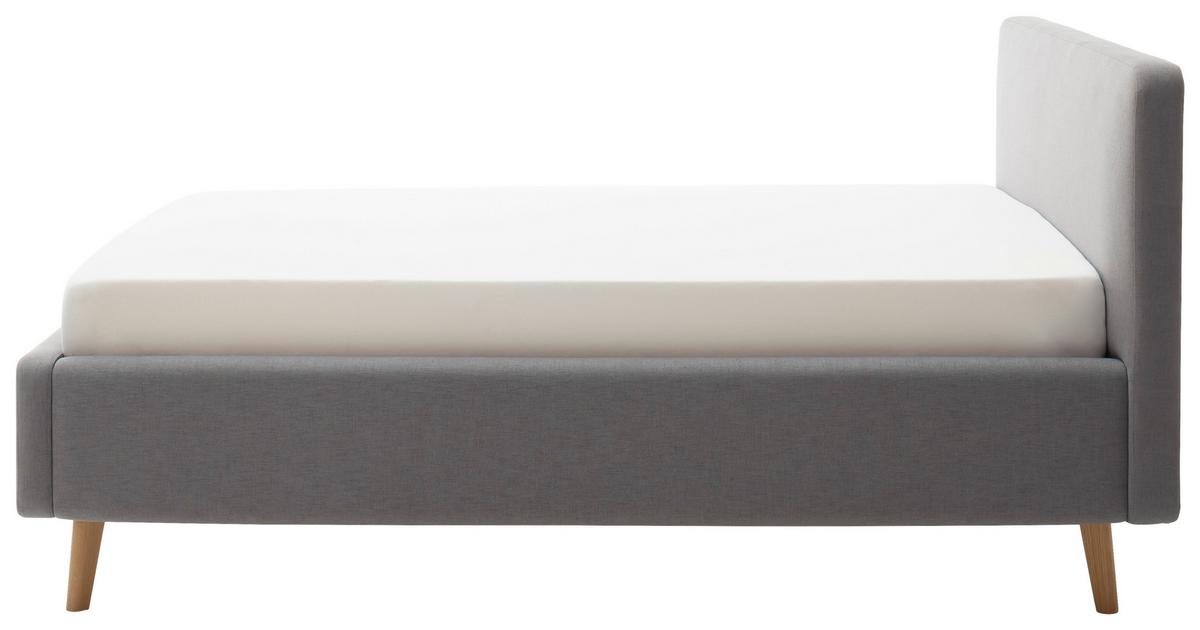 Polsterbett Mattis 140x200cm Hellgrau, Inkl. Bettkasten - Eichefarben/Hellgrau, Design, Holz/Textil (140/200cm) - Livetastic