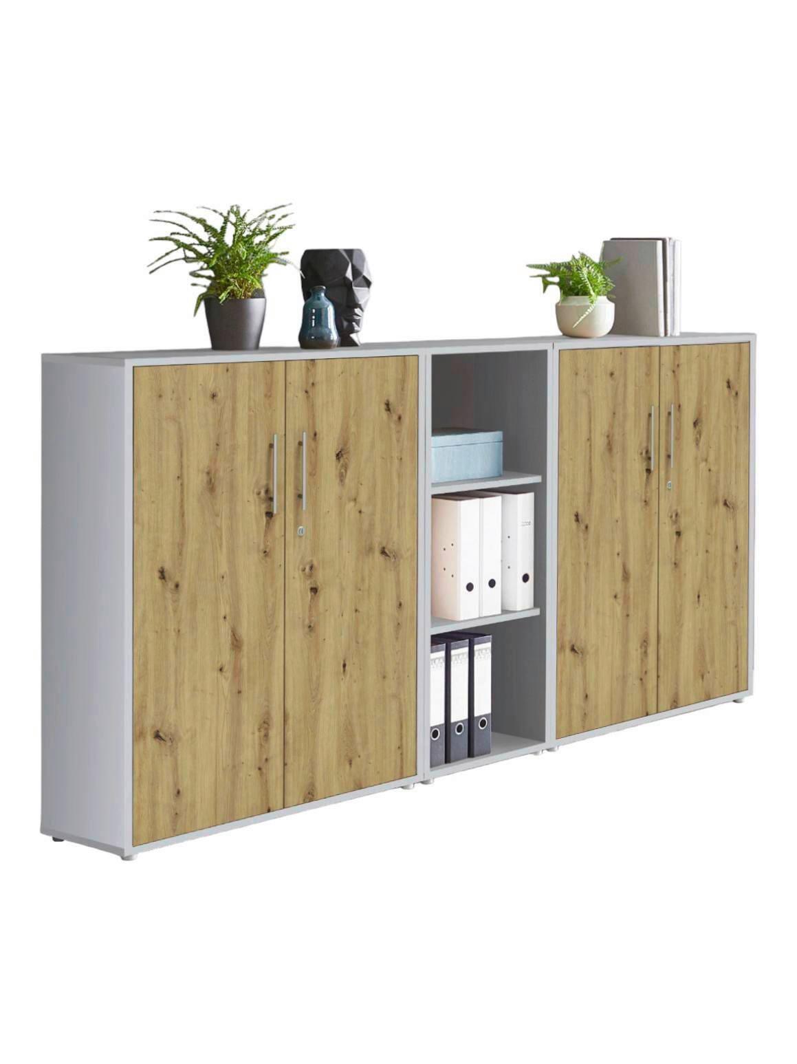 AKTENSCHRANK OFFICE EDITION - SW SET 8 - Hellgrau/Eiche Artisan, MODERN, Holzwerkstoff (212,9/113,6/33cm) - MID.YOU