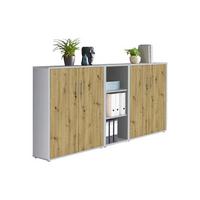 AKTENSCHRANK OFFICE EDITION - SW SET 8 - Hellgrau/Eiche Artisan, MODERN, Holzwerkstoff (212,9/113,6/33cm) - MID.YOU