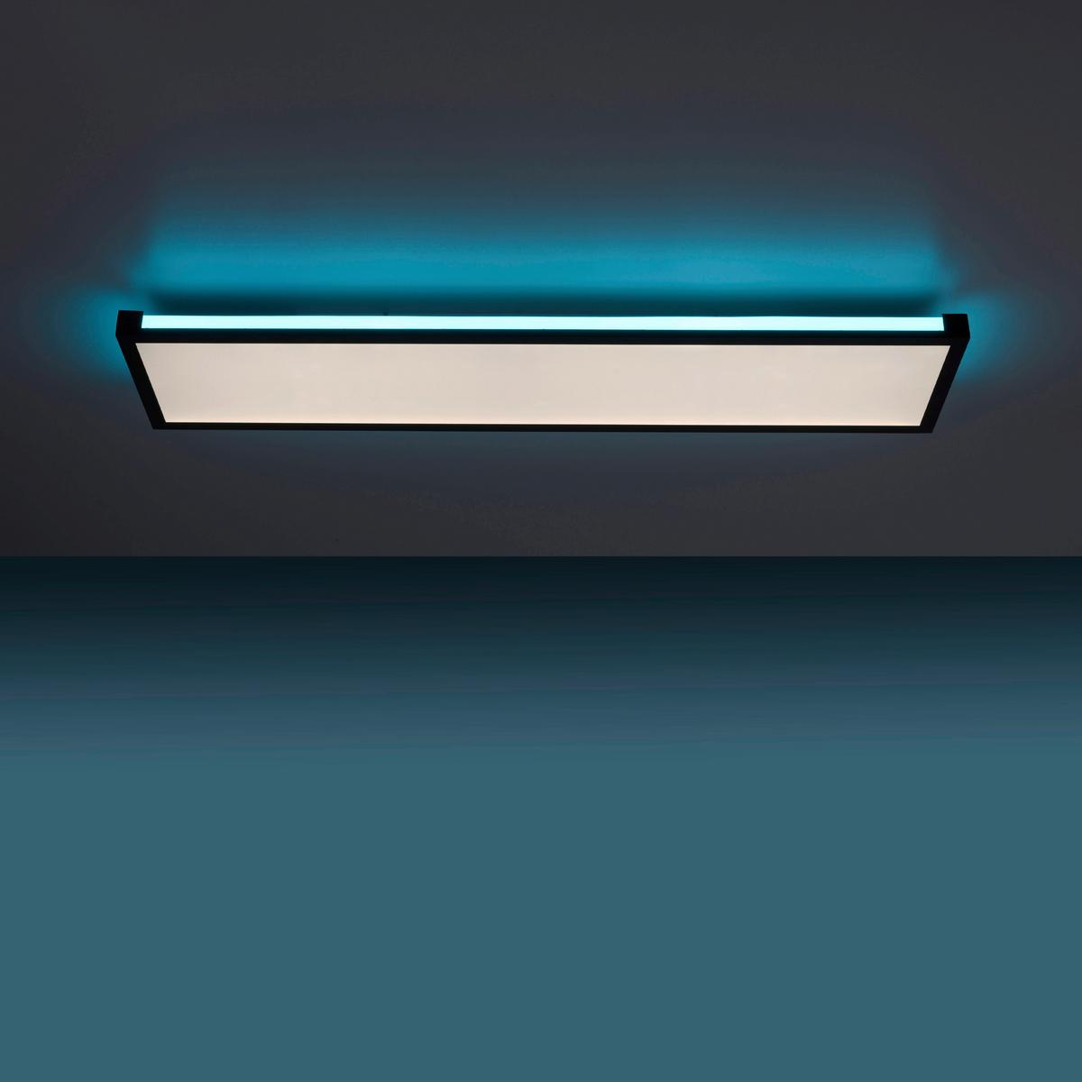 Deckenleuchte Mario L: 100 Cm Rechteckig 2-Flammig Dimmbar - Schwarz, Design, Kunststoff/Metall (100/25/7,1cm)