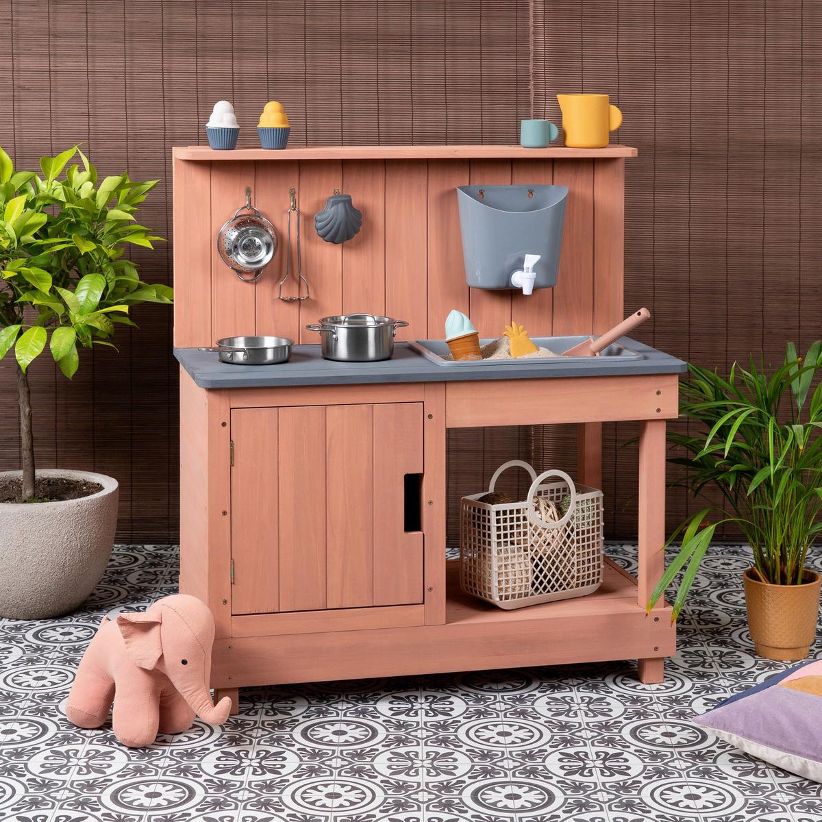 Matschküche Mud Expert Holz, LxBxH: 80x40x90 cm - Altrosa, Basics, Holz (80/40/90cm) - MUDDY BUDDY