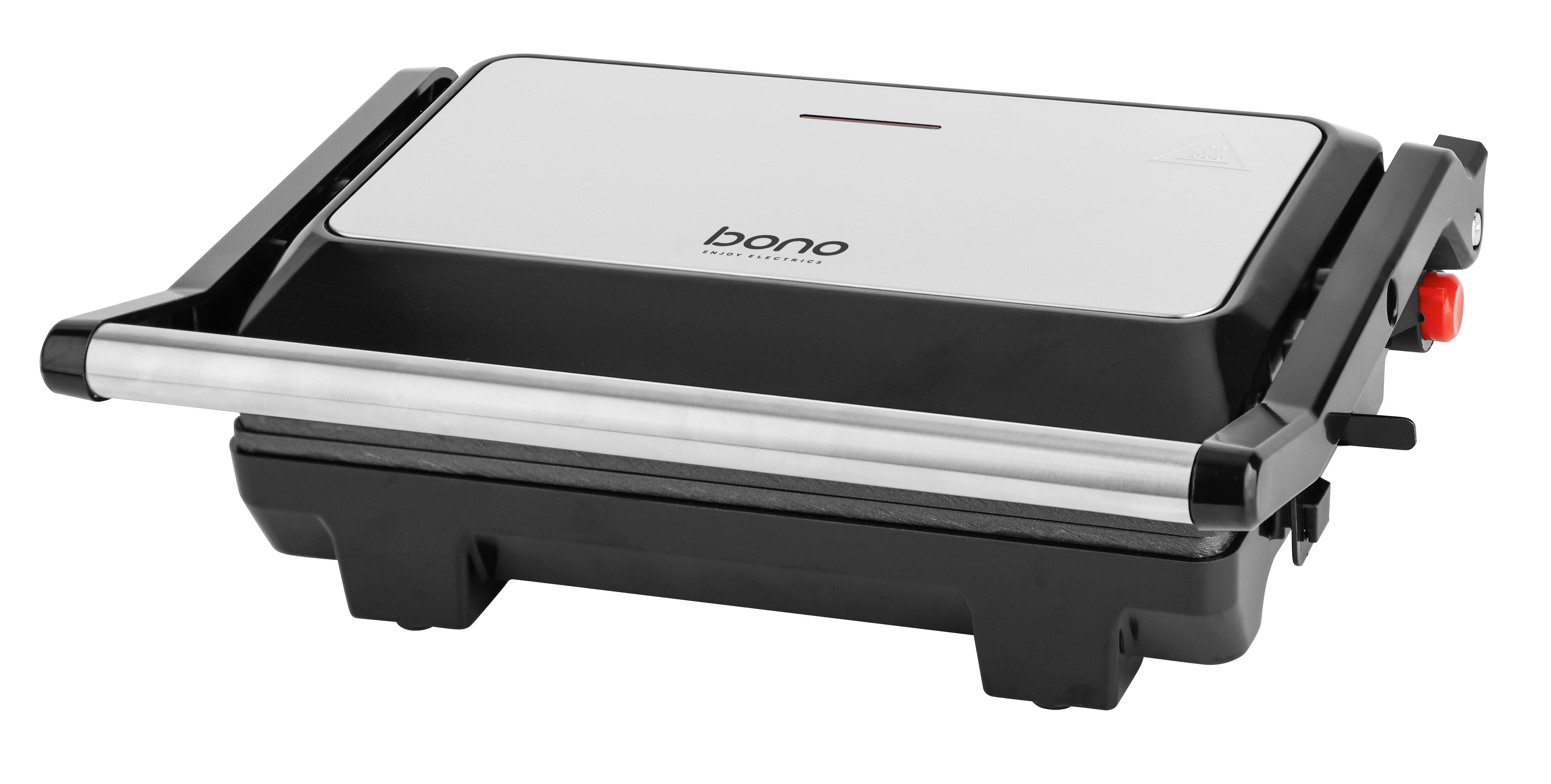 Kontaktgrill Hama - Edelstahlfarben/Schwarz, Basics, Kunststoff/Metall (27,9/21,8/8,6cm) - Bono