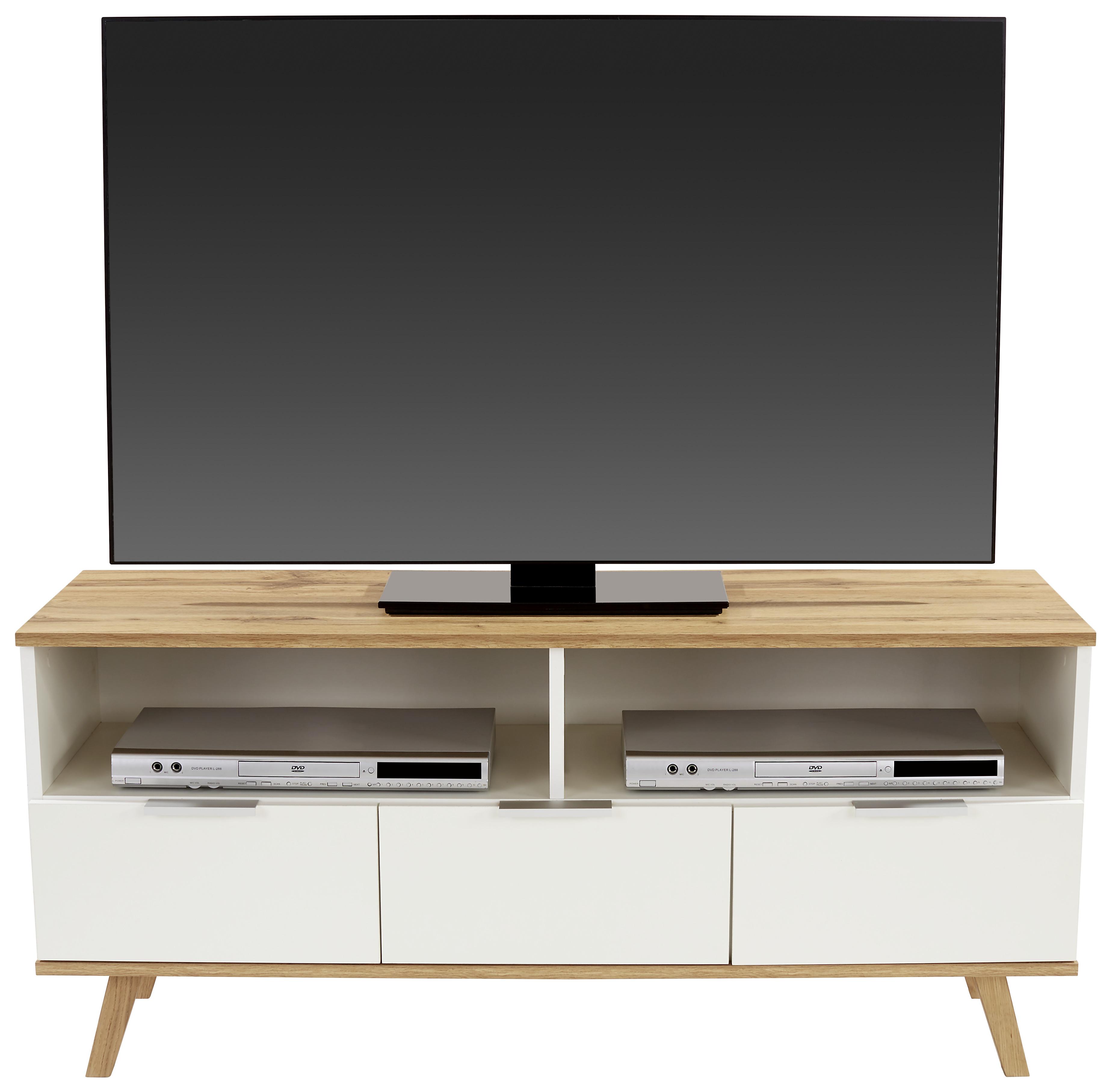 Tv Stolík Turin 1 - farby dubu/biela, Moderný, kompozitné drevo (120/55/40cm)