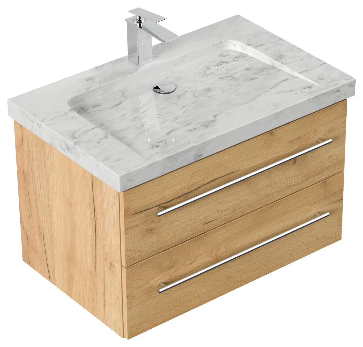 WASCHTISCHKOMBI Yamo, Eichefarben B: 75 cm - Eichefarben, Basics, Holzwerkstoff/Stein (75cm) - MID.YOU