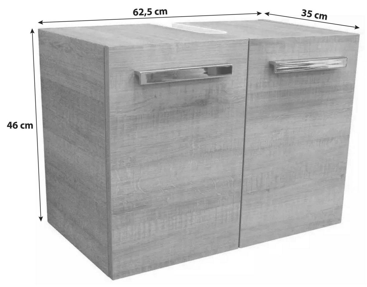 Waschbeckenunterschrank A-Vero B: 62,5 cm, Eichefarben - Eichefarben, MODERN, Holzwerkstoff (62,5/46/35cm) - MID.YOU