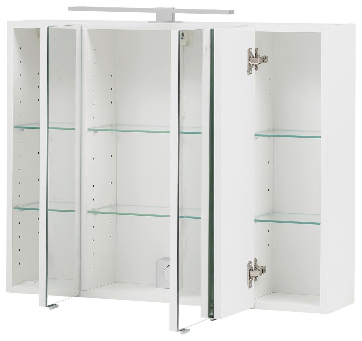 Spiegelschrank Kopenhagen Led 3 Türen 80x64x20 Cm - Weiß, KONVENTIONELL, Glas/Holzwerkstoff (80/64/20cm) - Held