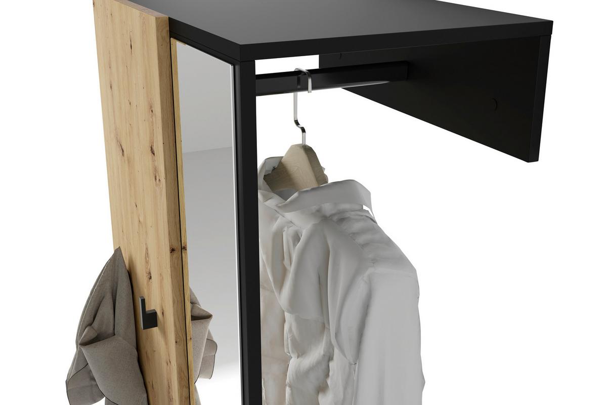 Garderobe Andorra Eiche Artisan/Schwarz B: 55 cm - Schwarz/Eiche Artisan, Design, Holzwerkstoff (55/187,5/40,5cm) - MID.YOU