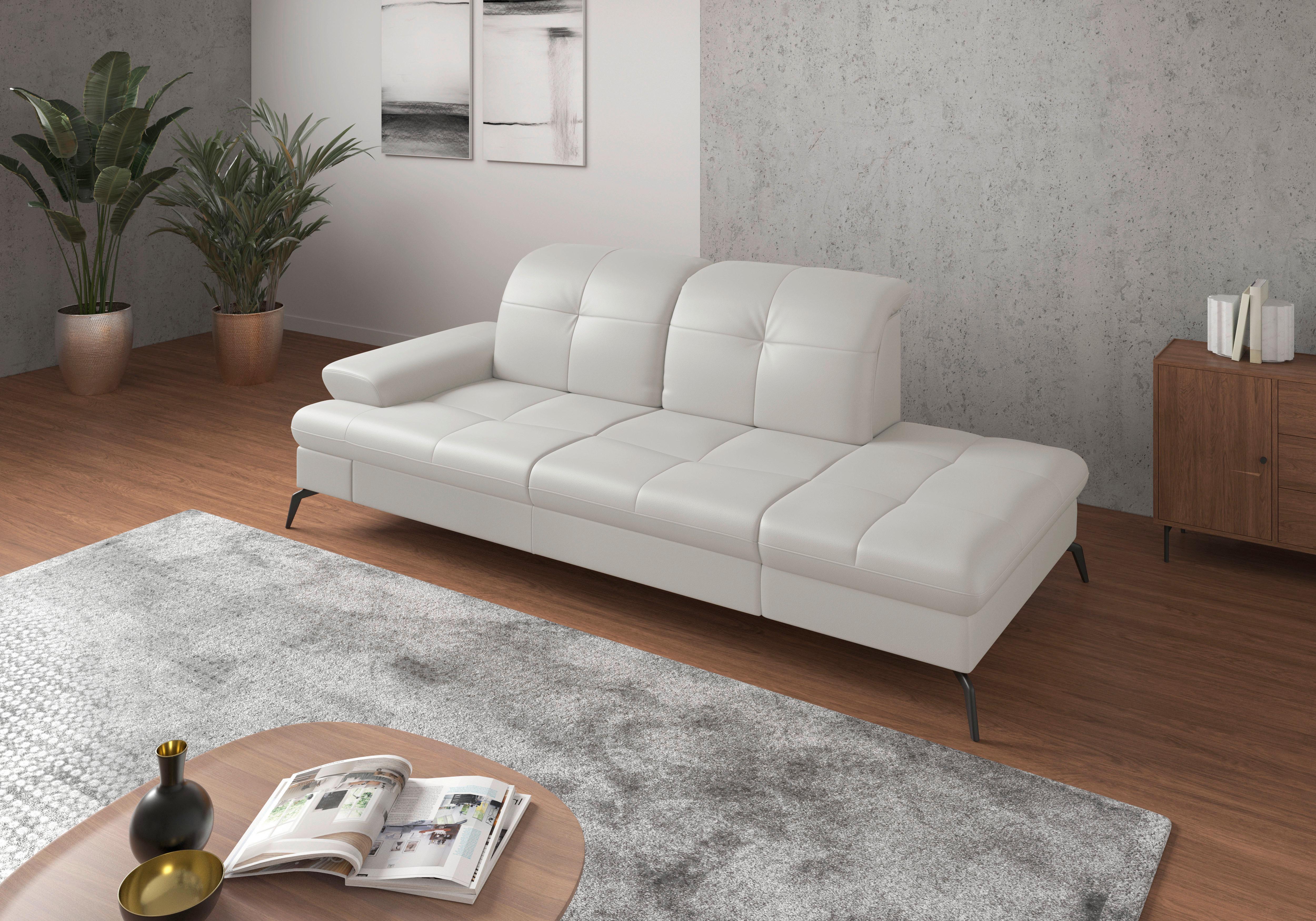 RÉCAMIERE Amica E, Weiß B: 231 cm - Schwarz/Weiß, KONVENTIONELL, Leder/Textil (231/90/122cm) - Sit & More