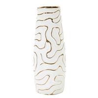 Vase Lia Weiß, Goldfarben B: 14,5cm - Goldfarben/Weiß, Basics, Keramik (14.5/39.5/14.5cm)