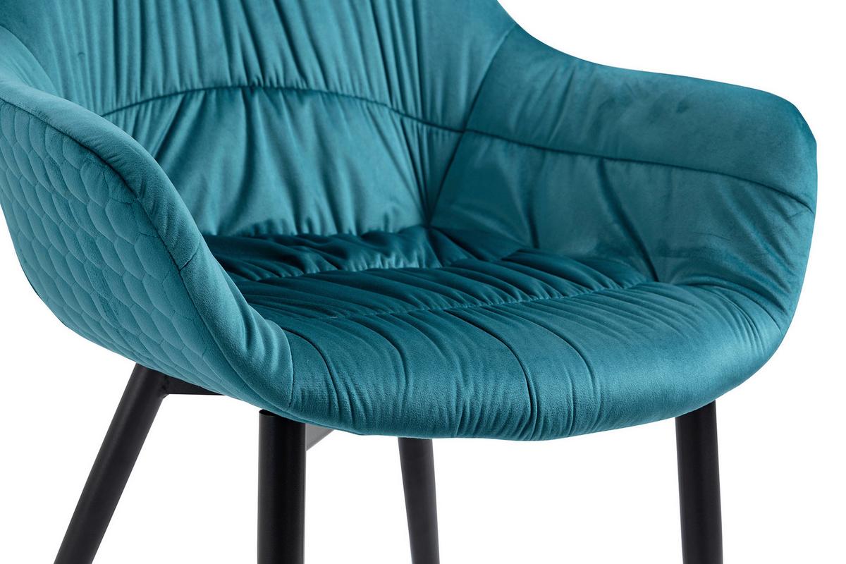 Tischgruppe Akazie Massiv/türkis 5--Teilig. - Türkis/Naturfarben, MODERN, Holz/Textil (180/90/76,5cm) - Livetastic