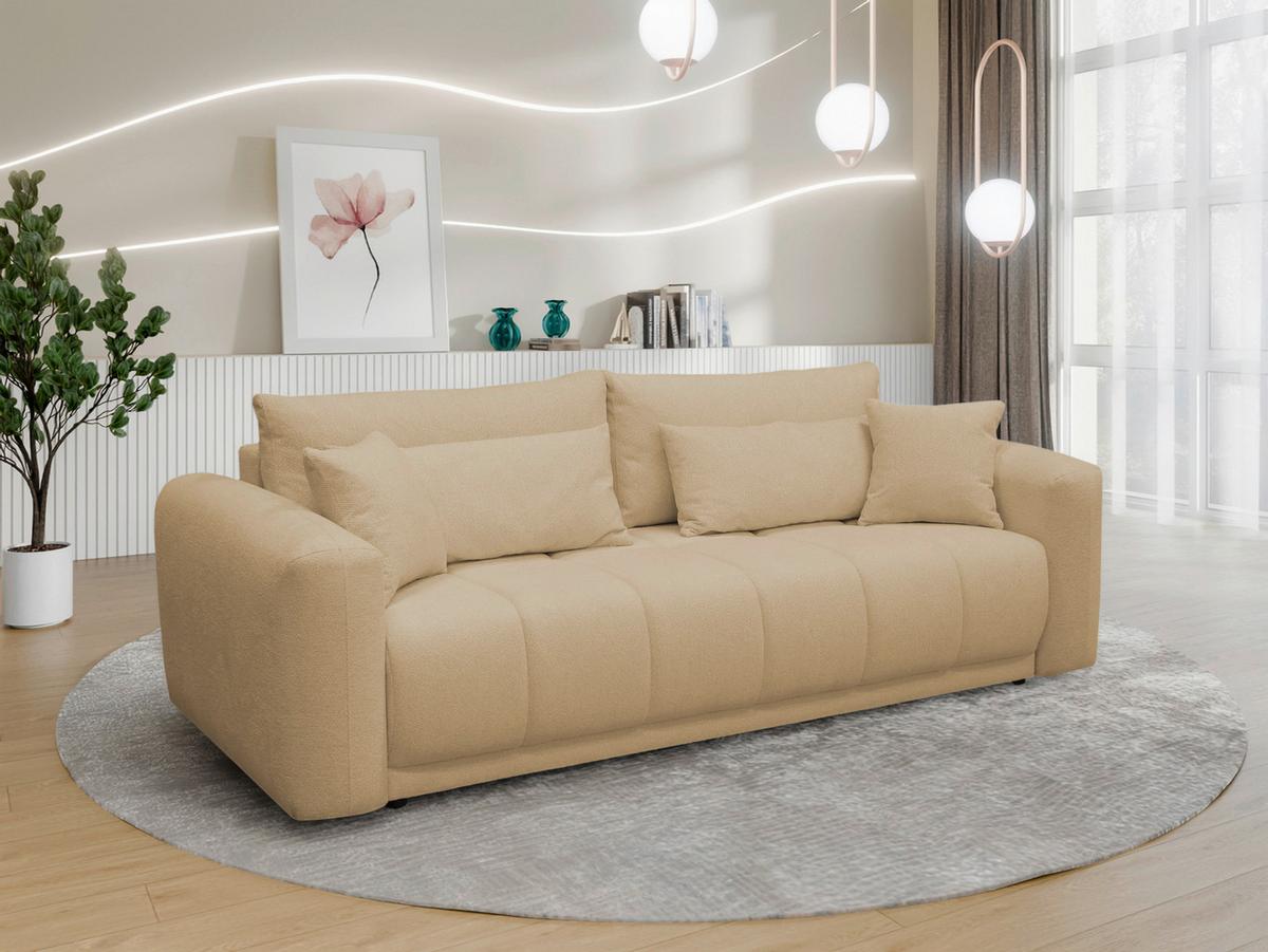 Schlafsofa Supra, Beige B: 245 Cm - Beige/Schwarz, Design, Holz/Textil (245/90/117cm) - MID.YOU