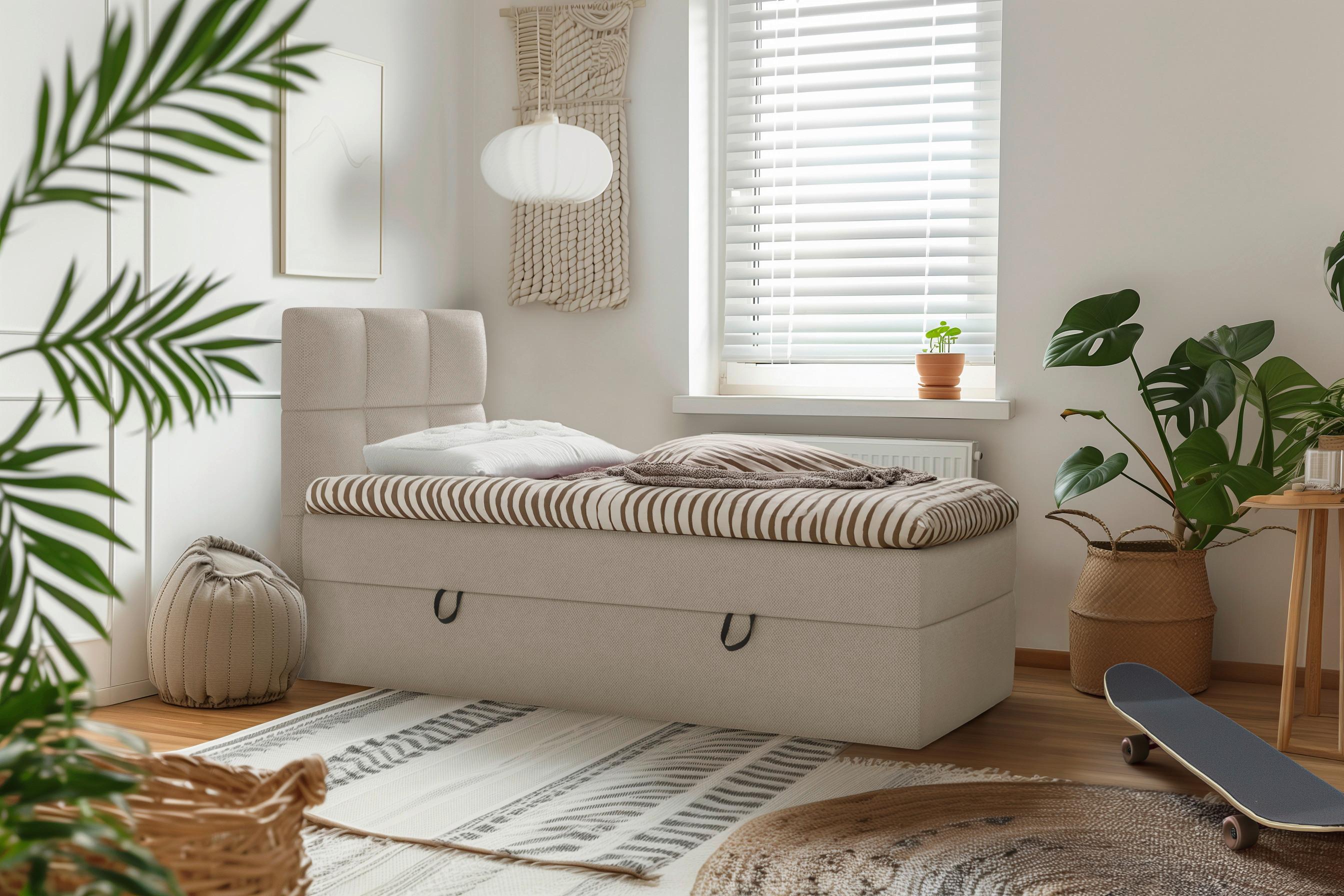 Boxbett Polly - Hellbraun/Schwarz, MODERN, Holz/Holzwerkstoff (90/200cm) - MID.YOU
