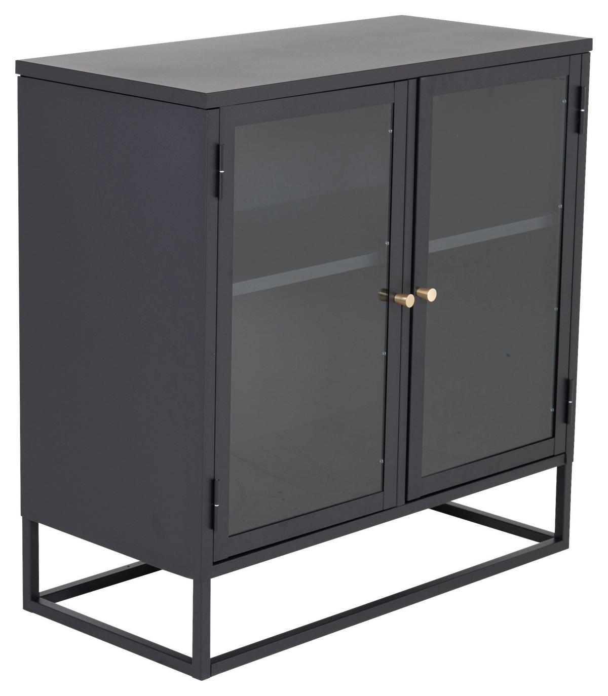 Sideboard Bakal - Schwarz, Design, Glas/Metall (85/85/40cm) - Livetastic