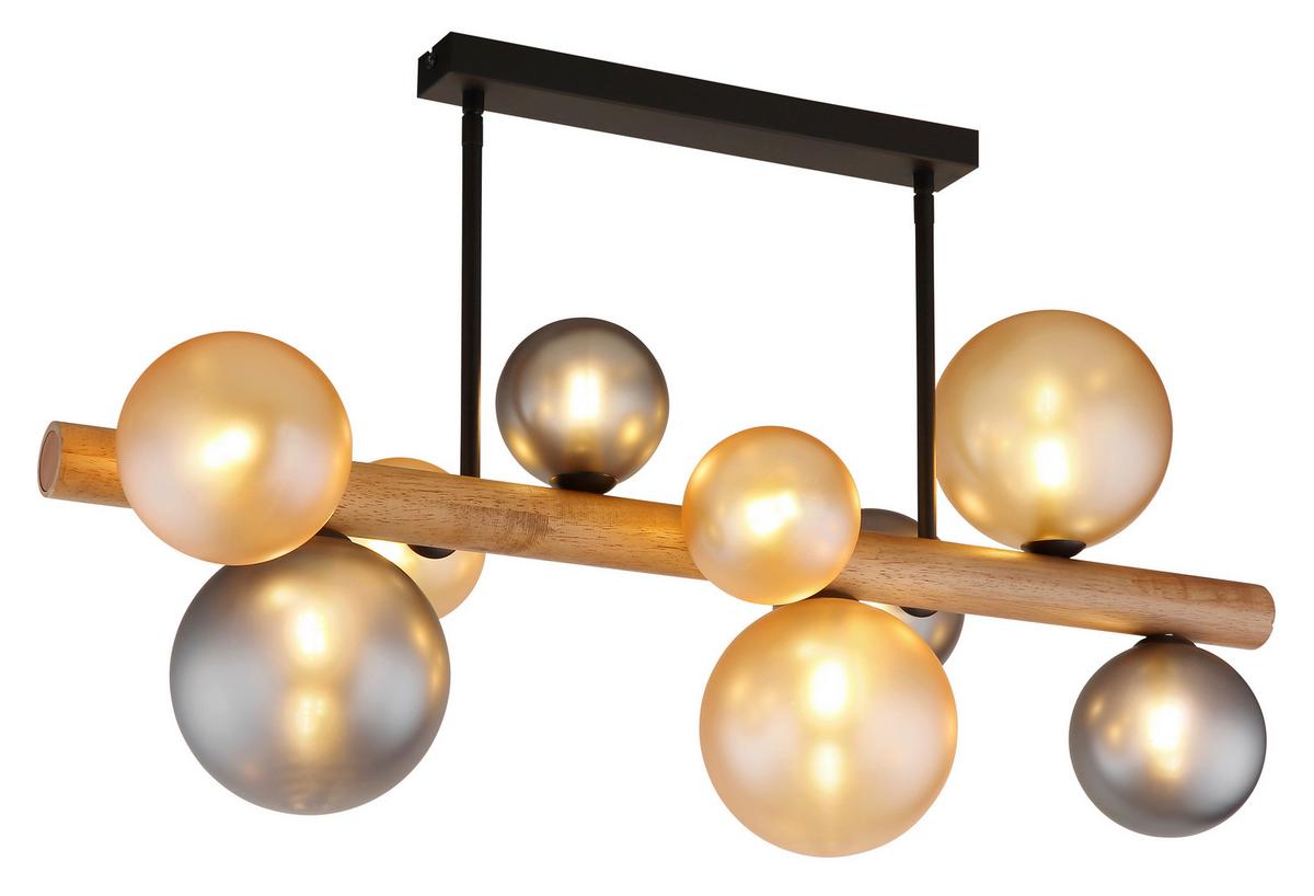 DECKENLEUCHTE Exkl. 9xG9 5W - Dunkelbraun/Schwarz, Basics, Glas/Holz (78/29/45cm) - Globo