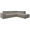Ecksofa + Kopfteilverstellung Brandon Silberfarben - Silberfarben/Schwarz, Design, Textil (275/228cm) - MID.YOU