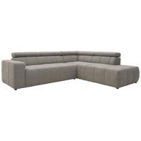 Ecksofa + Kopfteilverstellung Brandon Silberfarben - Silberfarben/Schwarz, Design, Textil (275/228cm) - MID.YOU