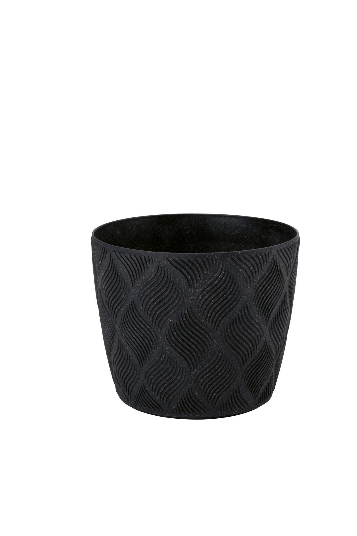Obal na květináč GROW ECO WOOD 13 - černá, Konvenční, plast (12,8/10,7cm) - Mömax