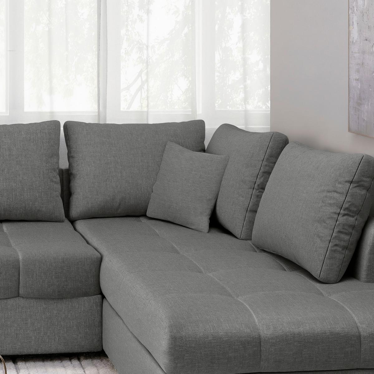 Eckschlafsofa Alvito Graubraun S: 298x202 Cm - Graubraun/Schwarz, MODERN, Textil (298/202cm) - MID.YOU