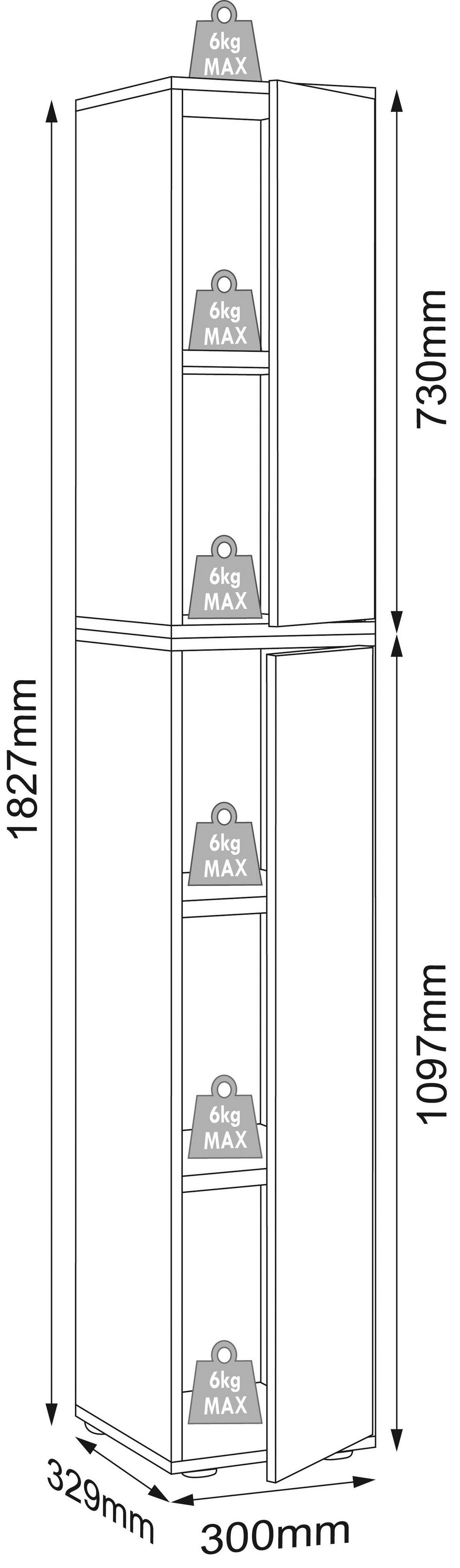Aktenschrank Salia Weiß, Honigeiche B: 30 cm - Honigeiche/Weiß, Design, Holzwerkstoff (30/183/33cm) - MID.YOU