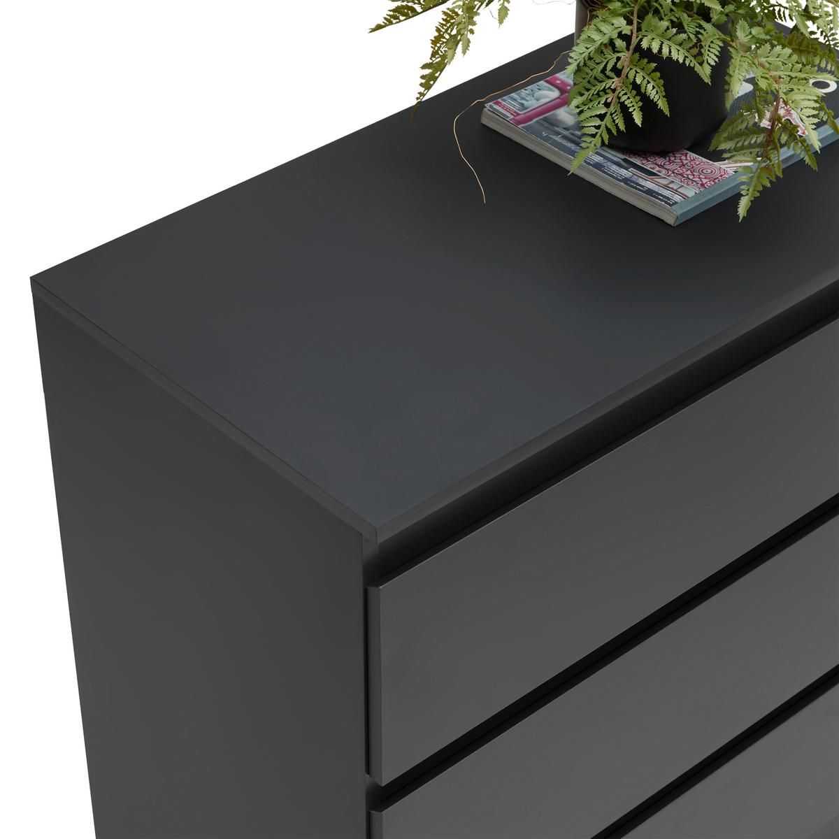 Kommode Mara Anthrazit B: 77 cm - Anthrazit/Schwarz, KONVENTIONELL, Holzwerkstoff (77/80/42cm) - Mömax