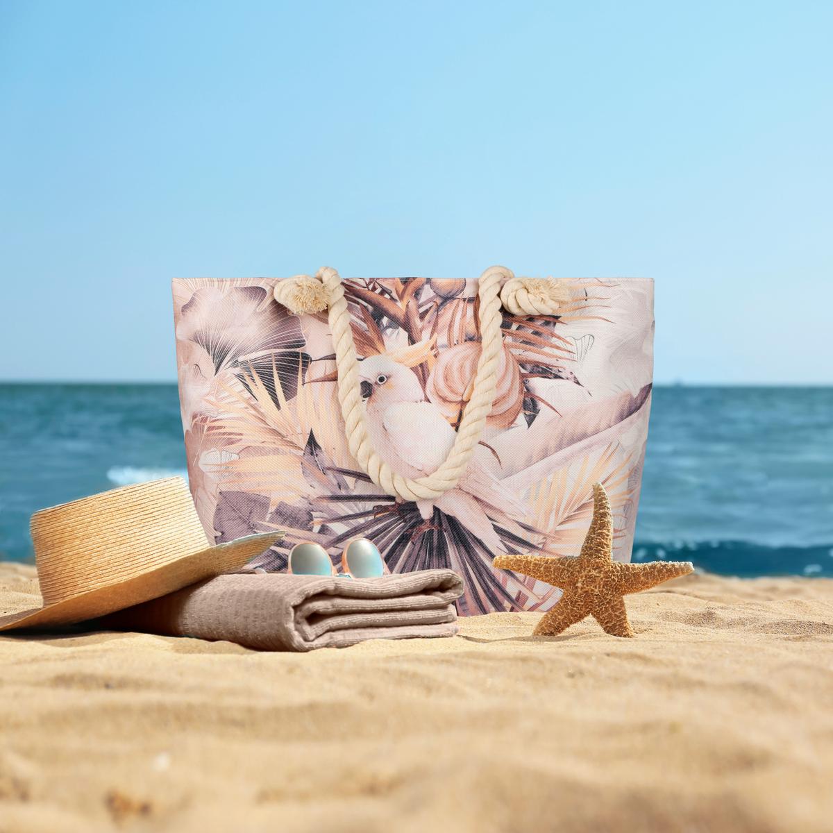 Strandtasche Pippa Braun Taupe Beige 43x60cm - Taupe/Beige, KONVENTIONELL, Textil (43/60cm)