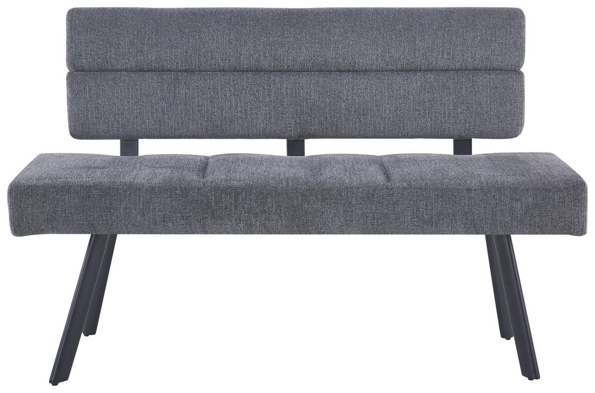 Sitzbank Paros Mit Lehne Anthrazit, B: 140 Cm - Anthrazit/Schwarz, KONVENTIONELL, Textil/Metall (140/88/62cm) - MID.YOU