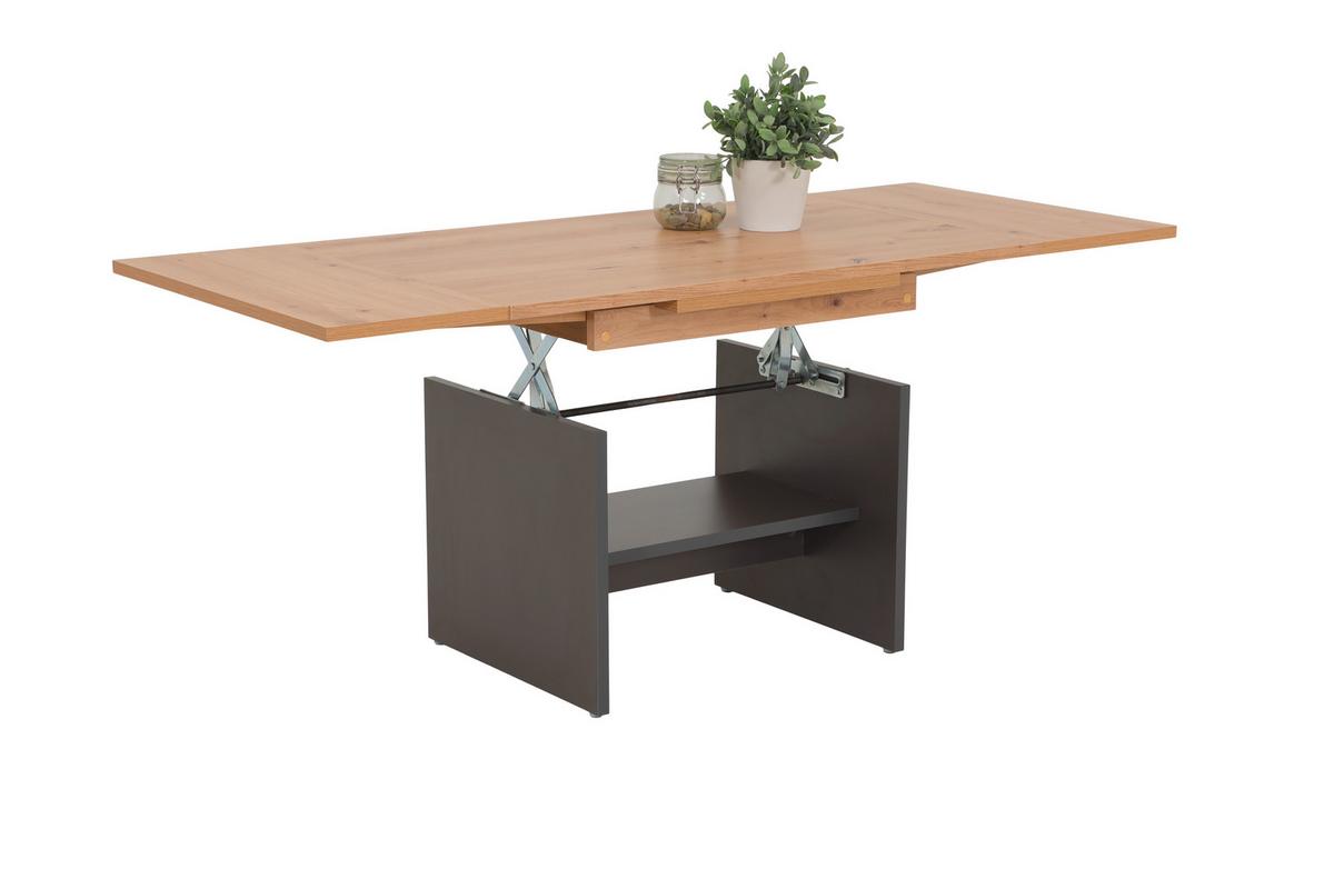 Couchtisch Marcel Eiche Dekor L: 90-142cm - Anthrazit/Eiche Artisan, Design, Holzwerkstoff (90-142/60/47-57cm) - Livetastic