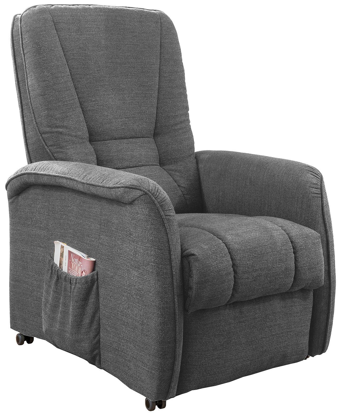 Fernsehsessel Harry Dunkelgrau B: 77 cm - Dunkelgrün/Dunkelgrau, Design, Textil (77/107/88cm) - Livetastic