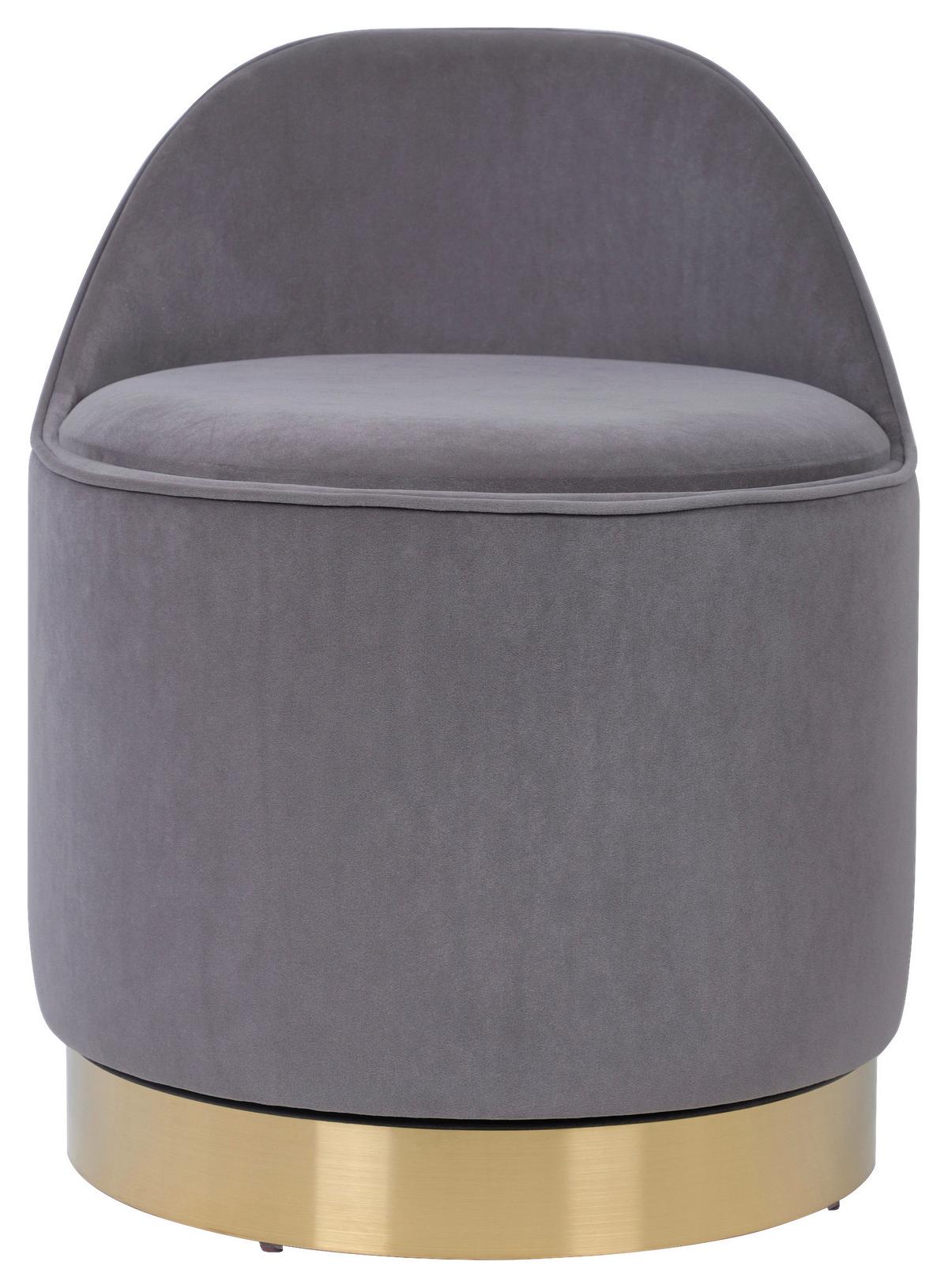 Drehhocker Viktor 125 Grau D: 52 Cm - Goldfarben/Grau, Design, Textil/Metall (52/68cm) - Kayoom