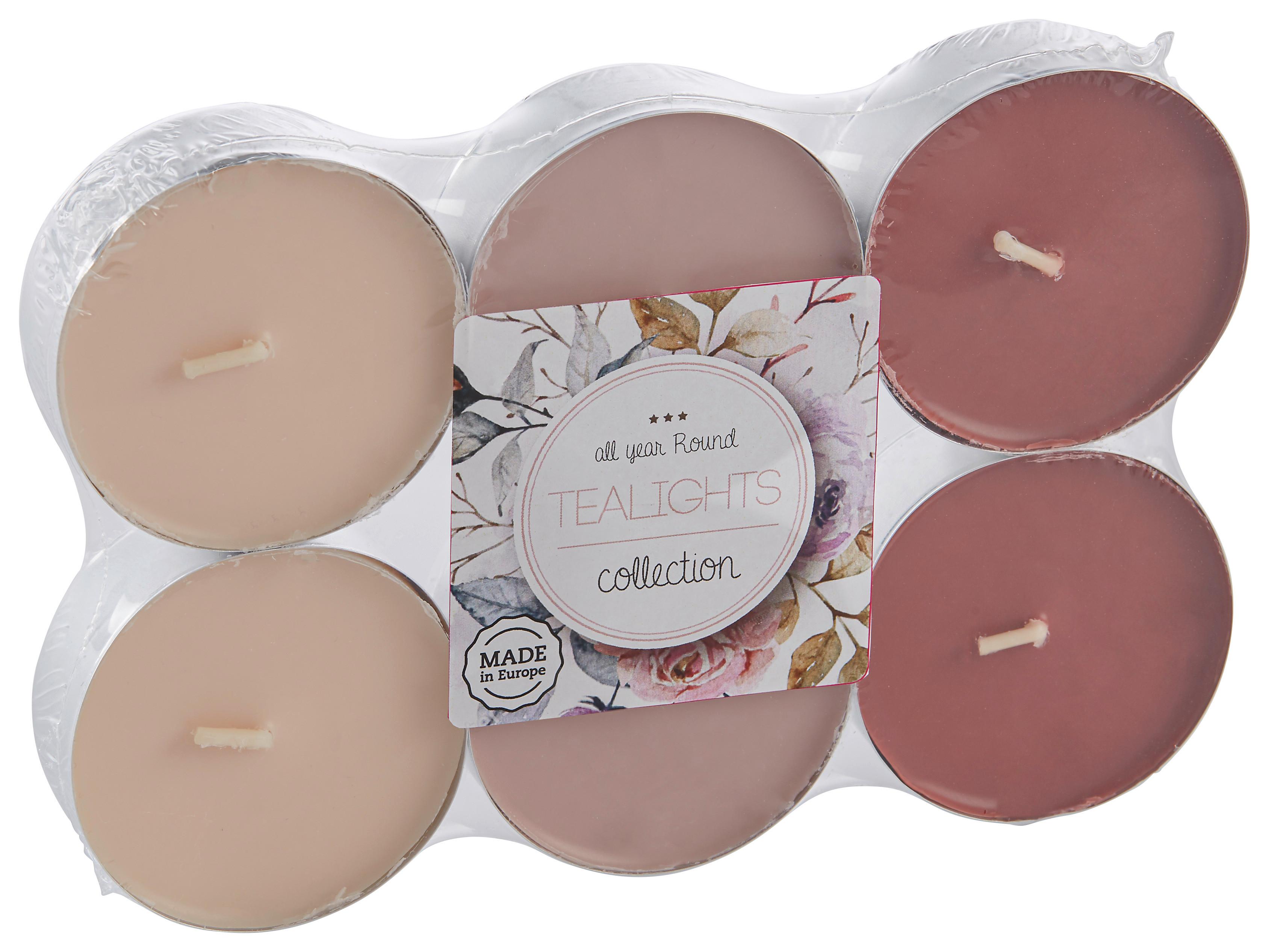 Čajová sviečka Momo, 6ks/bal. - sivá/ružová, kov (5,9/2,4cm) - Modern Living