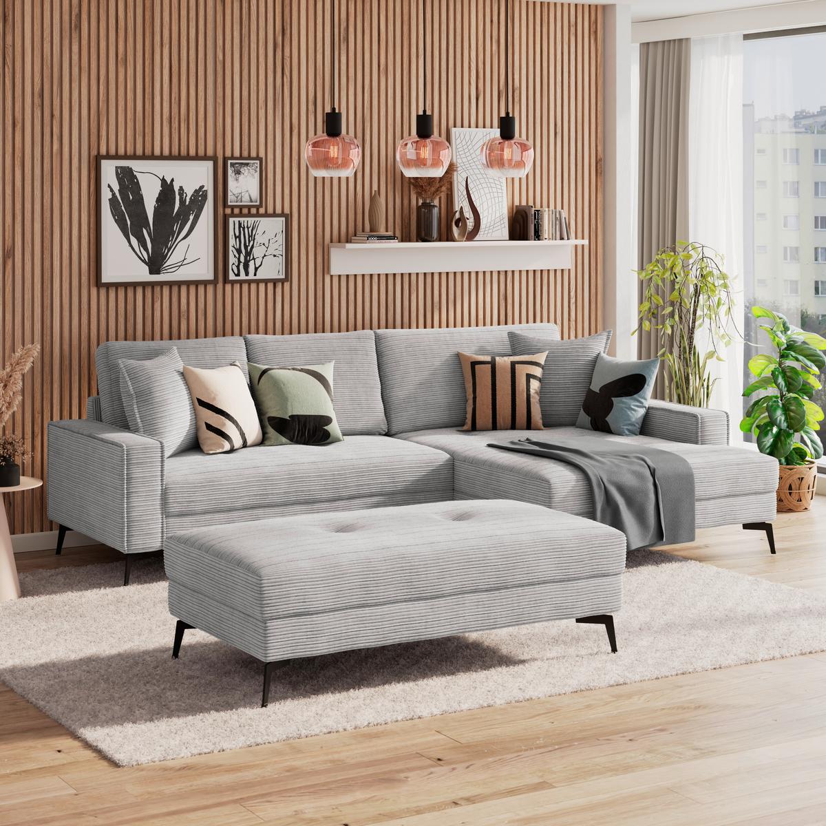 Ecksofa Zero Hellgrau 286x173 cm - Hellgrau/Schwarz, Trend, Textil (286/173cm)