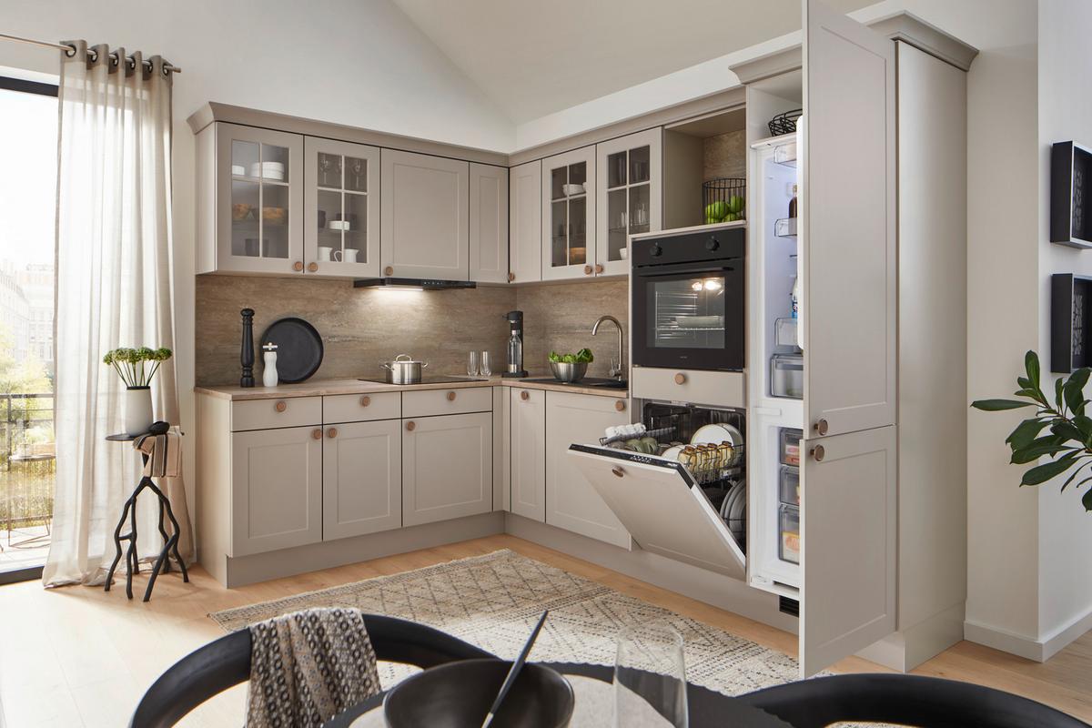 ECKKÜCHE IP 4250 - Hellgrau/Braun, ROMANTIK / LANDHAUS, Holzwerkstoff (215/276,6cm) - Impuls