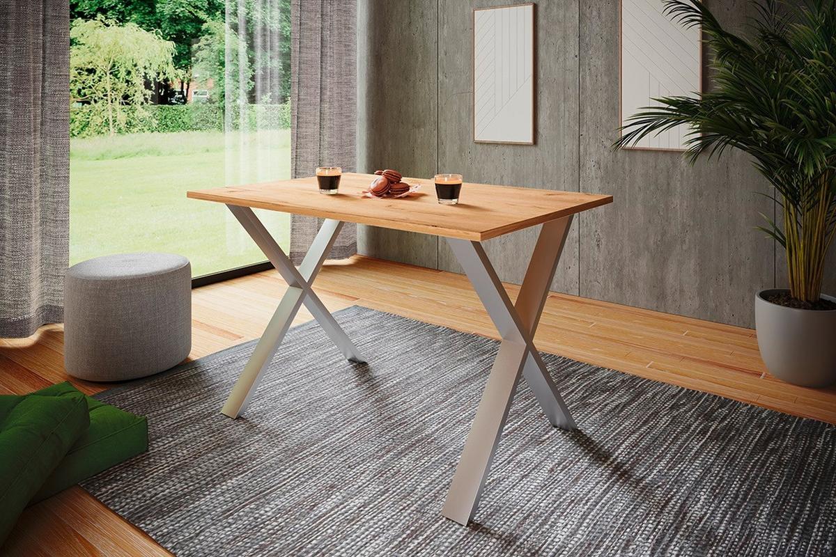 Schreibtisch Lona Silber, Eiche Dekor B: 160 cm - Honigeiche/Silberfarben, Design (140/80/76cm) - MID.YOU