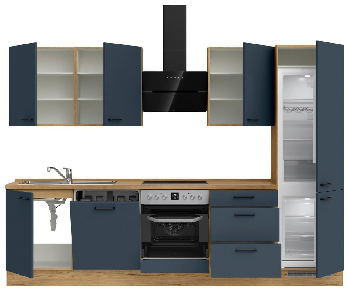 Küchenleerblock Easytouch High-Line, H10 Re. - Blau/Eichefarben, MODERN, Holzwerkstoff (300cm) - Nobilia