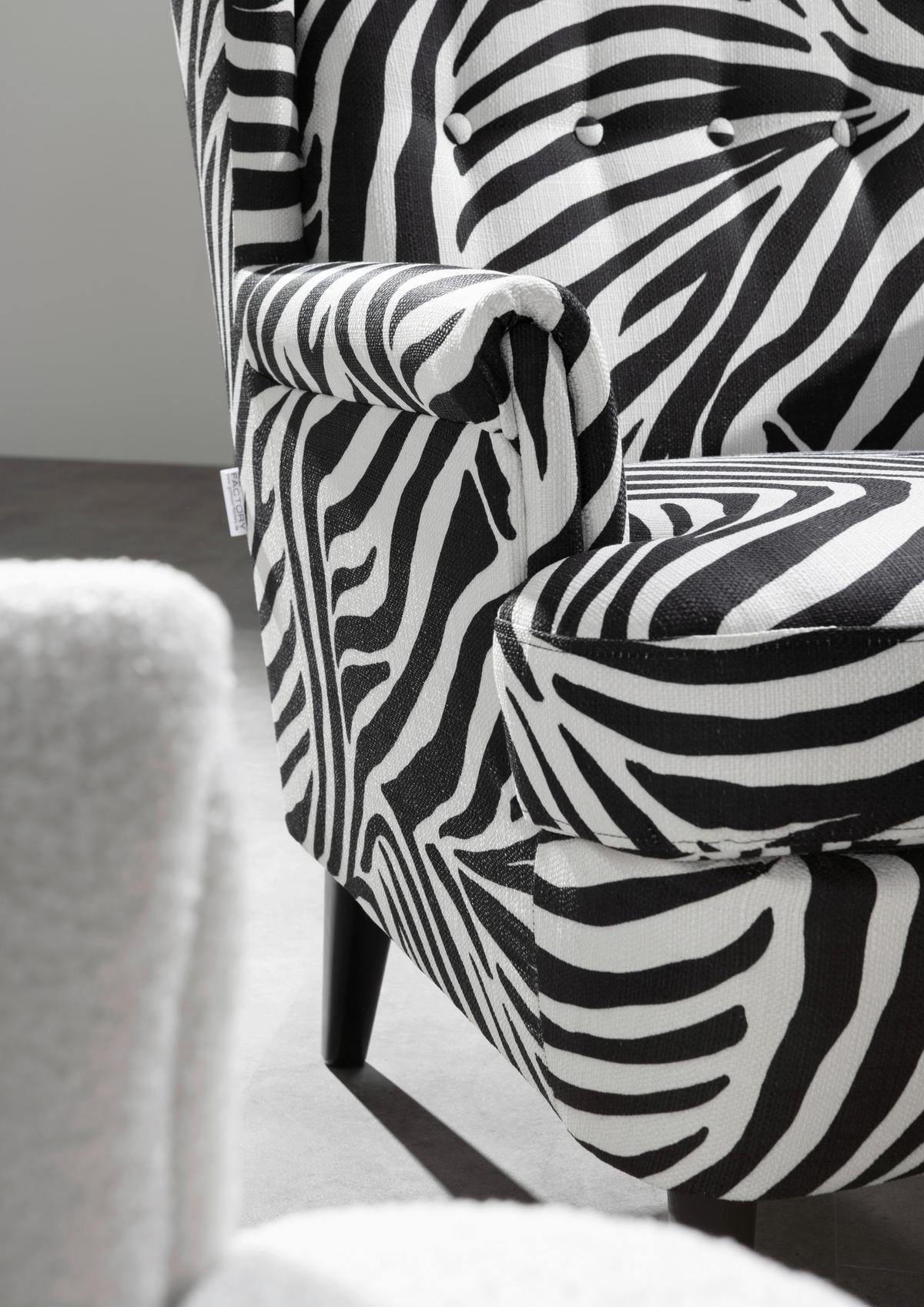 Ohrensessel Versailles Schwarz/Weiß B: 72 cm - Dunkelbraun/Schwarz, Design, Textil (72/104/85cm) - MID.YOU