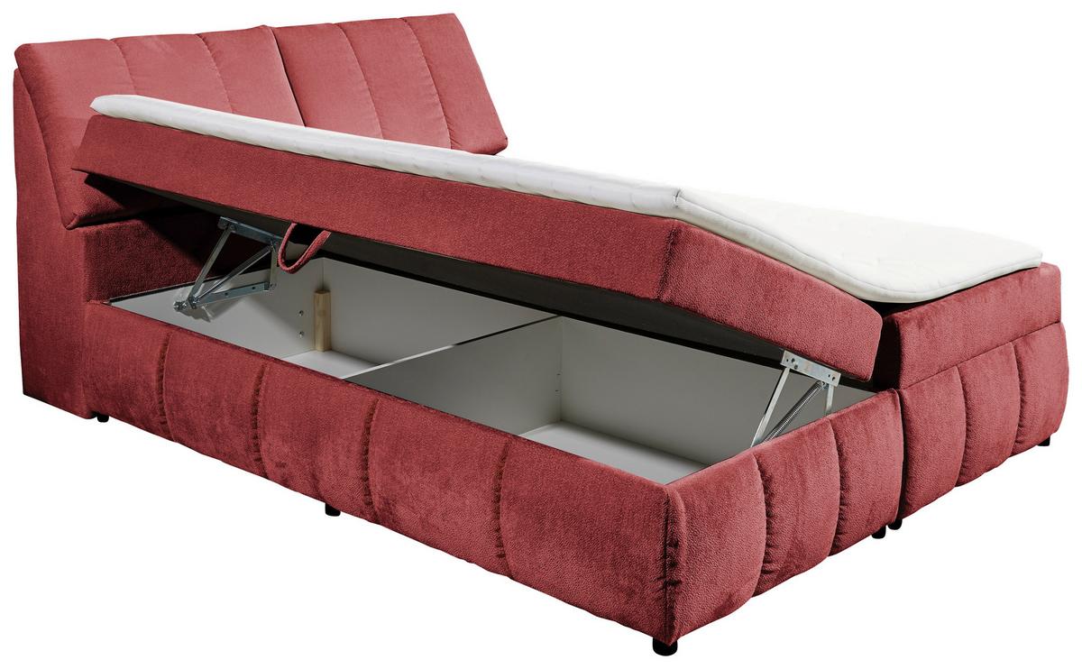 Boxbett Mit Topper+bettkasten 180x200 Cm Valencia - Rot/Schwarz, MODERN, Holzwerkstoff/Textil (180/200cm) - MID.YOU