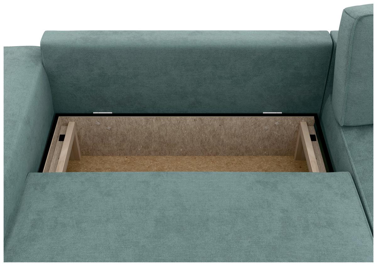 Ecksofa Chance Mintgrau, S: 265x164 cm - Mintgrau/Schwarz, MODERN, Textil (265/164cm) - Trendmanufaktur